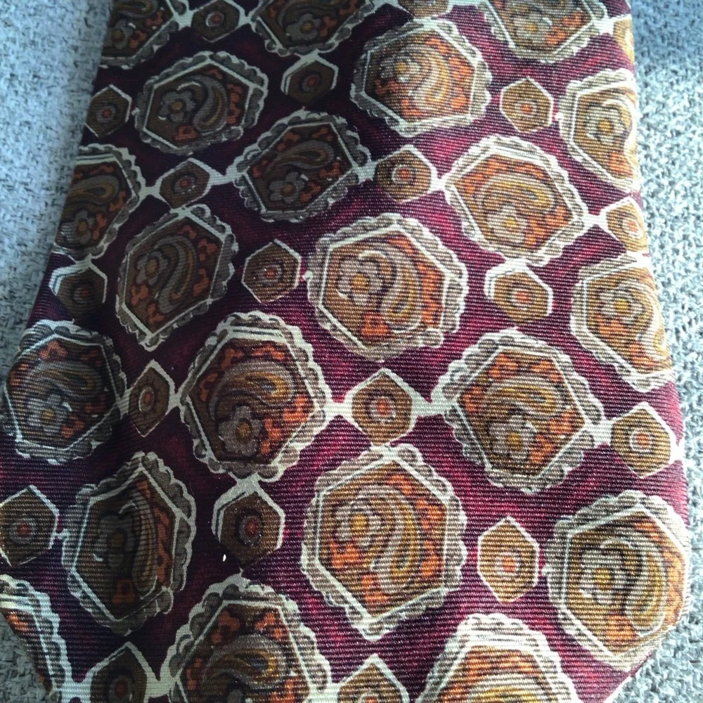J.Crew Burgundy and Gold Paisley Silk Tie